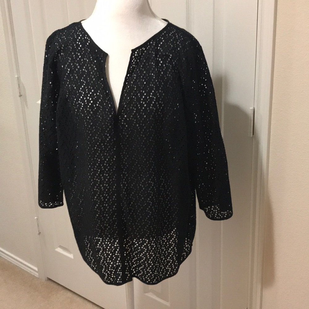 Talbots Eyelet Tunic Blouse 3/4 Length Sleeve XL